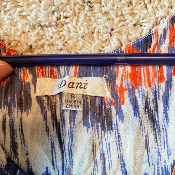 Blue, Cream, & Orange Sheer Tank Small - Picture 2 of 4